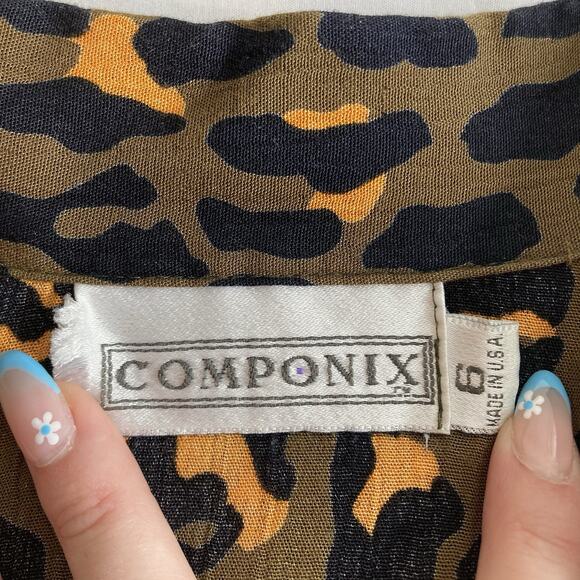 Vintage Componix Women's Cheetah Button Up Blouse Size 6 Mob Wife 80’s Glam Vibe - Picture 2 of 9